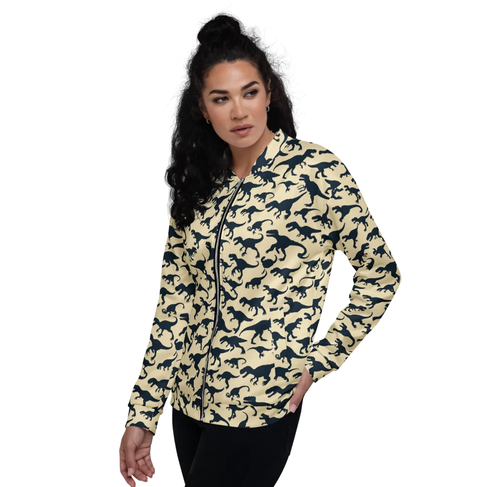 Midnight Dinosaurs on Bomber Jacket — Left