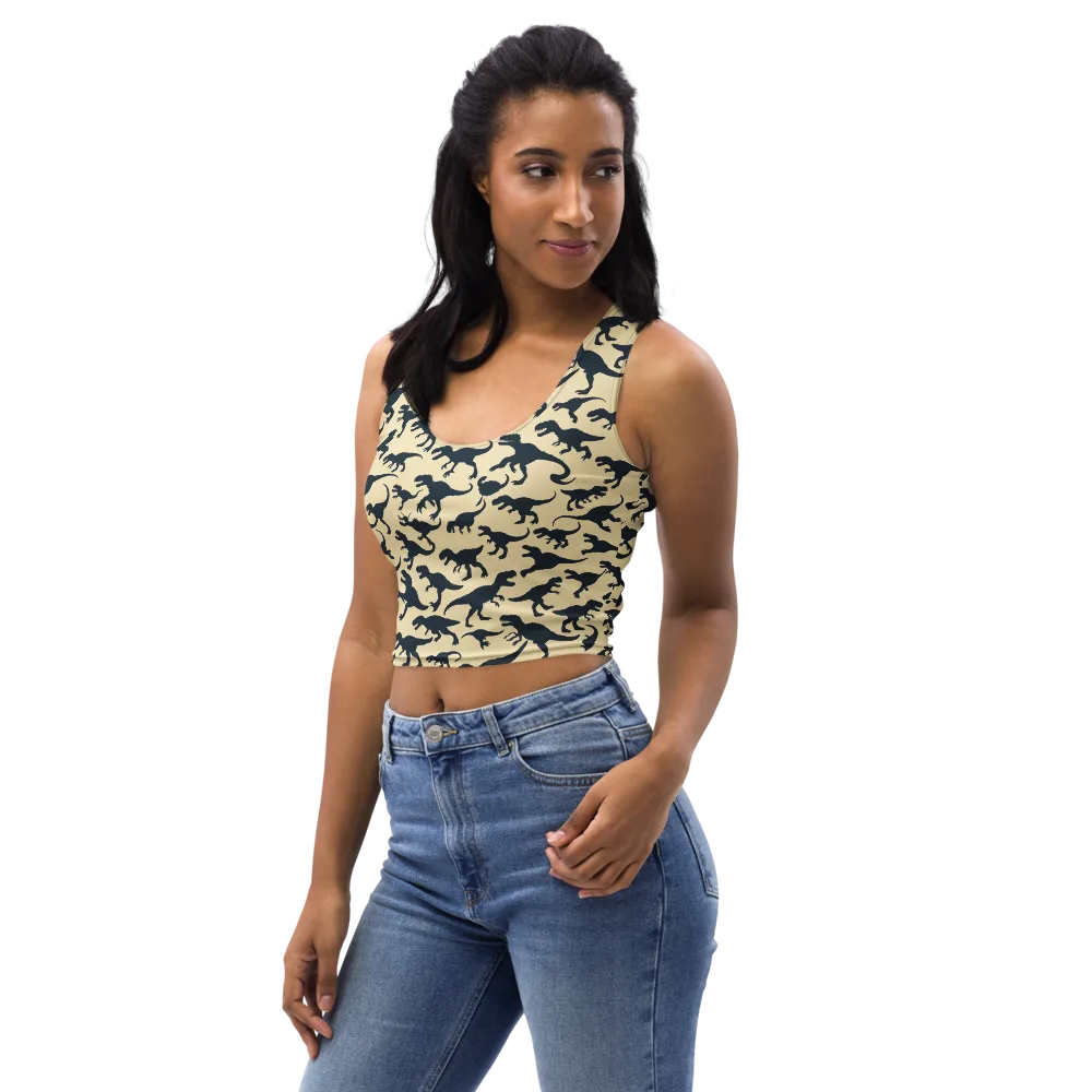 Midnight Dinosaurs on Crop Top — Left Front