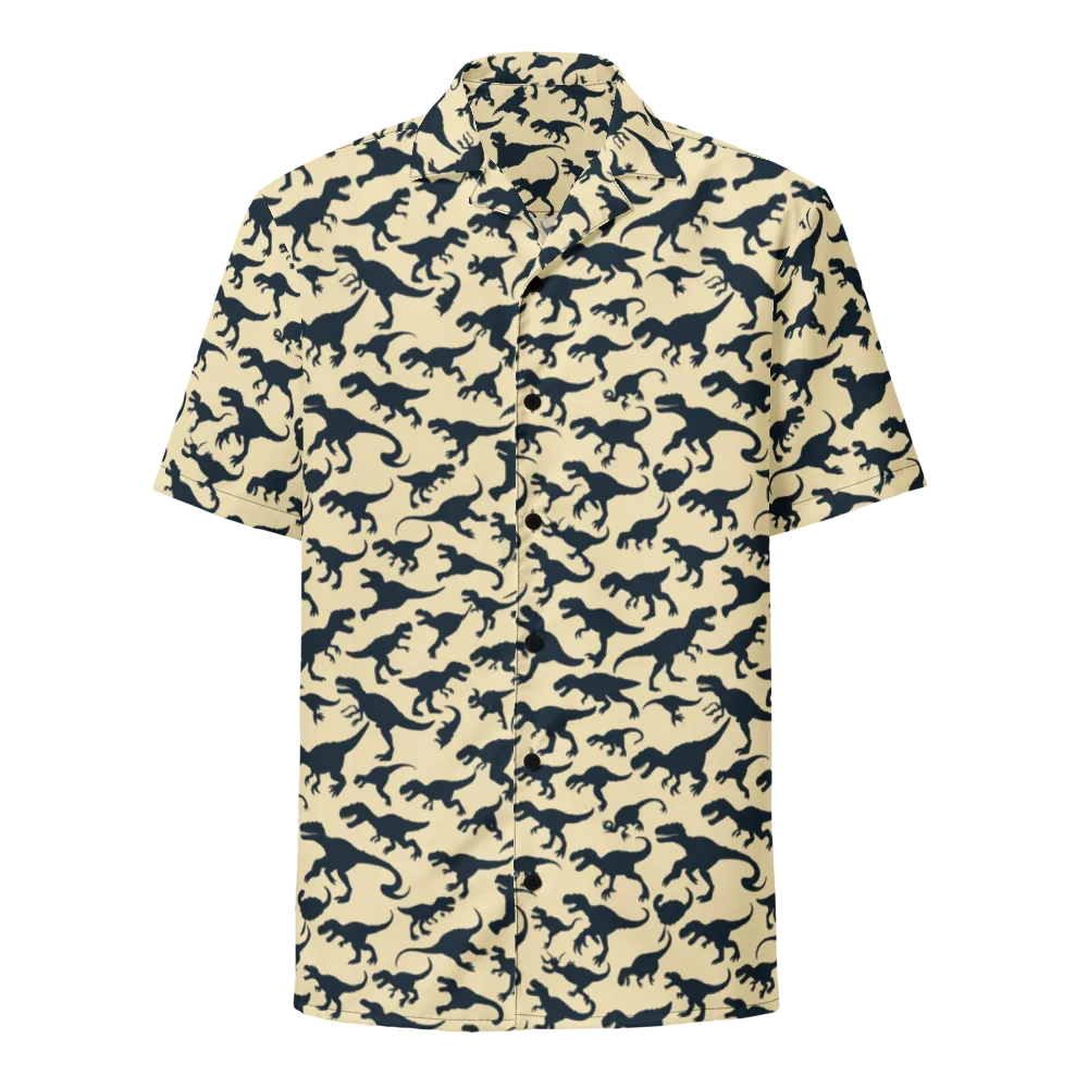 Midnight Dinosaurs on Button Shirt — Front