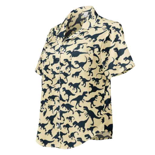 Midnight Dinosaurs on a Women's Short Sleeve Pajama Top