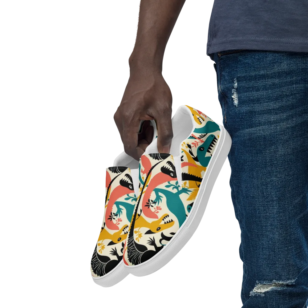 Tealfang Garden on Men's Slip-On Canvas Shoes — Left Front