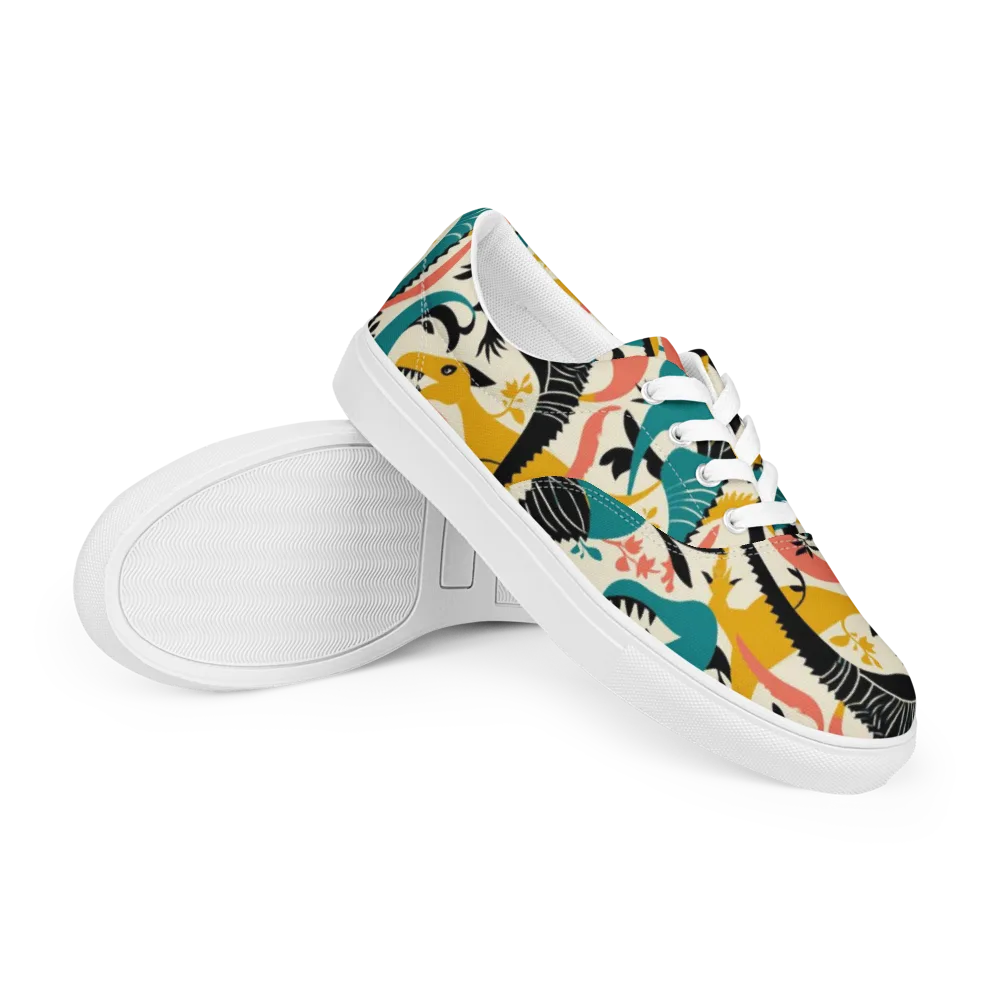 Tealfang Garden on Men's Lace-Up Canvas Shoes — Right Front