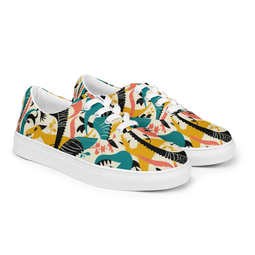 Tealfang Garden on Men's Lace-Up Canvas Shoes — Right Front