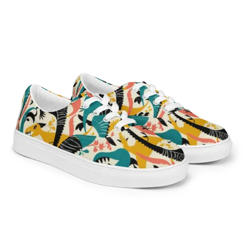 Tealfang Garden on a Men's Lace-Up Canvas Shoes