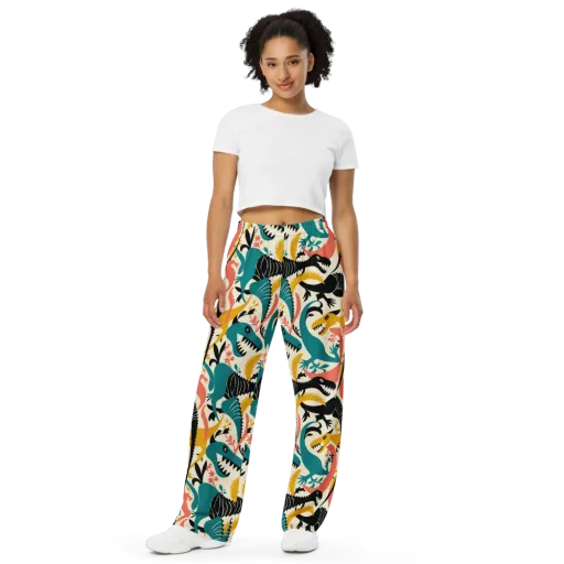 Tealfang Garden on a Wide-Leg Pants
