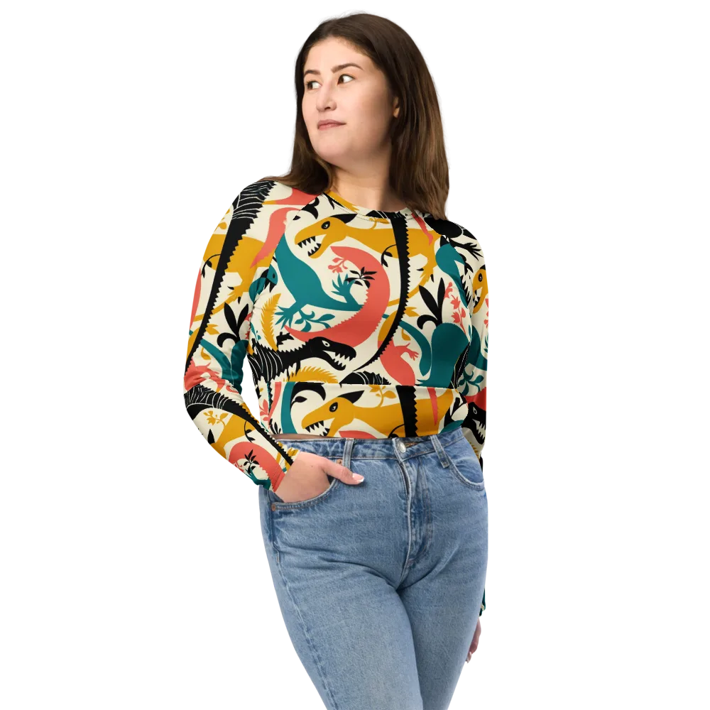 Tealfang Garden on Long Sleeve Crop Top — Front