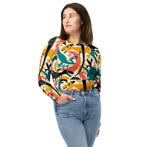 Tealfang Garden on a Long Sleeve Crop Top
