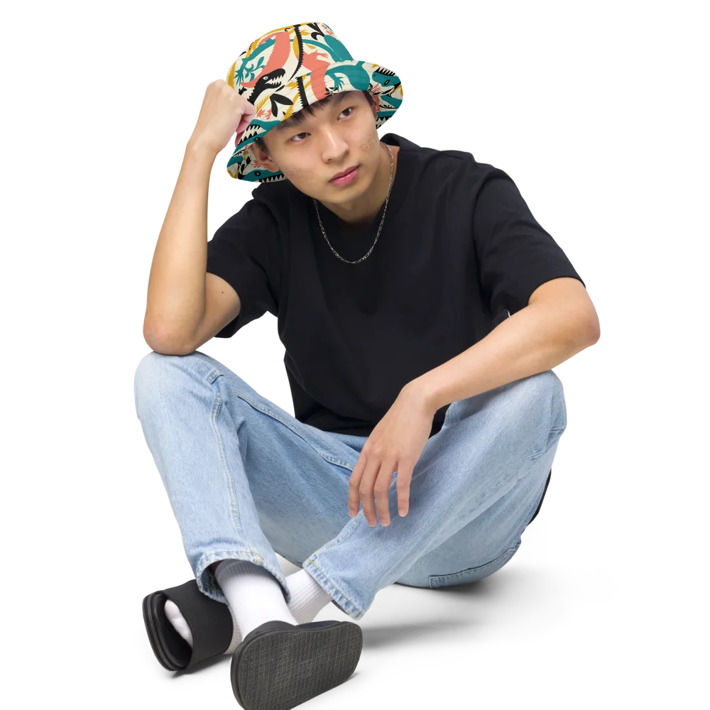 Tealfang Garden on Reversible Bucket Hat — Front 2 Inside