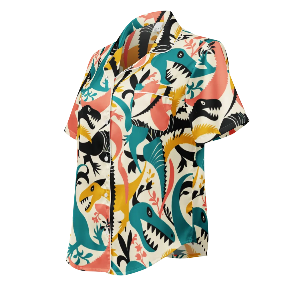 Tealfang Garden on Women's Short Sleeve Pajama Top — Left Front