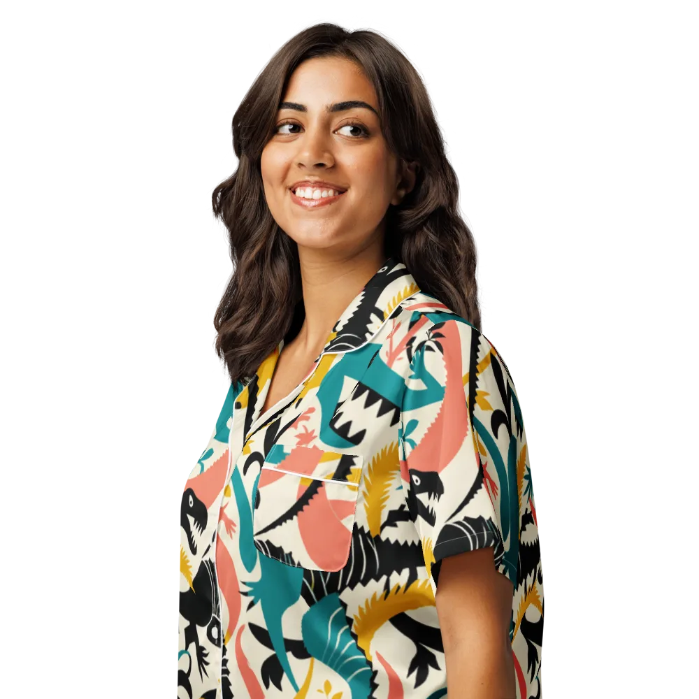 Tealfang Garden on Women's Short Sleeve Pajama Top — Left Front