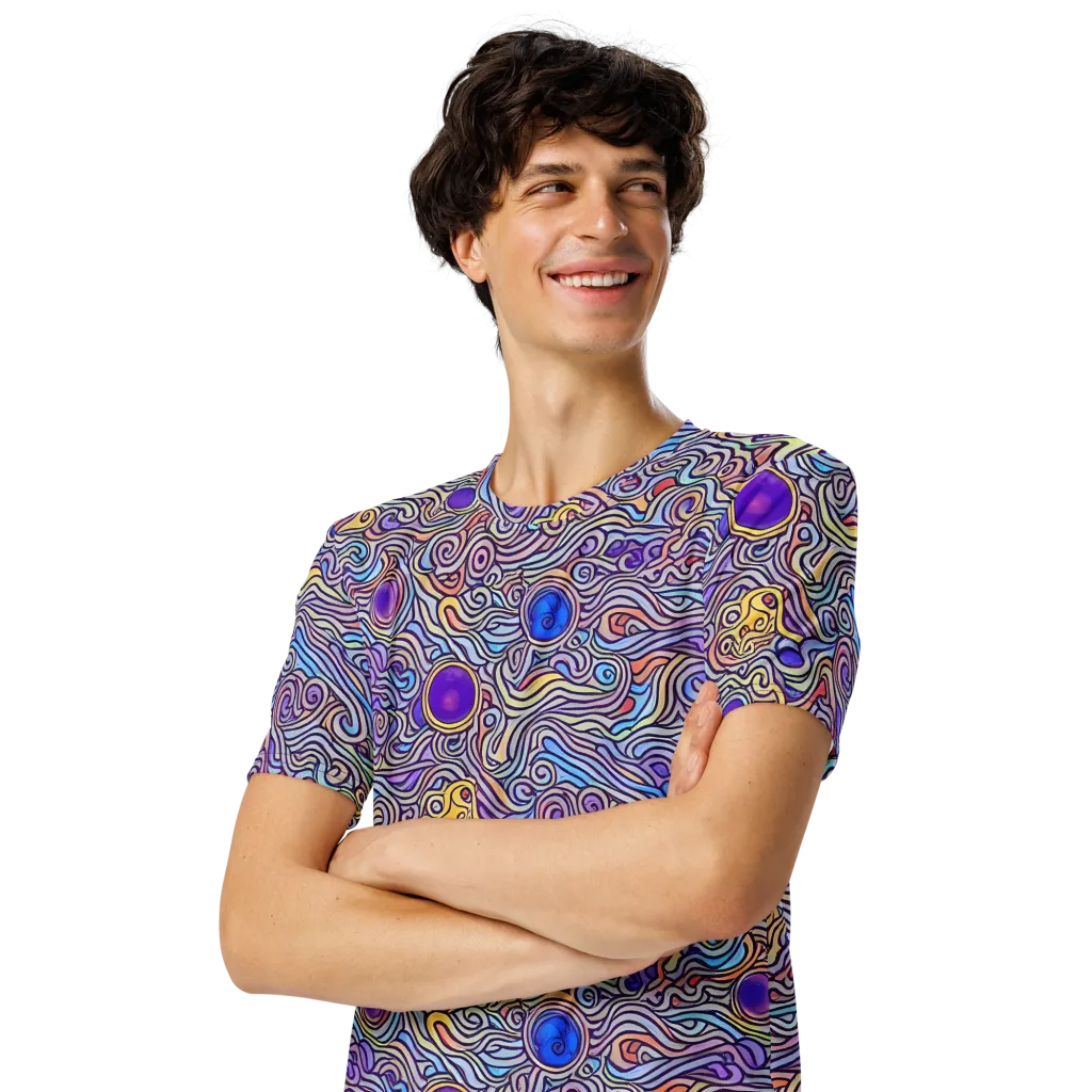 Chromatic Whirlpool on Men's Crew Neck T-Shirt — Left Front
