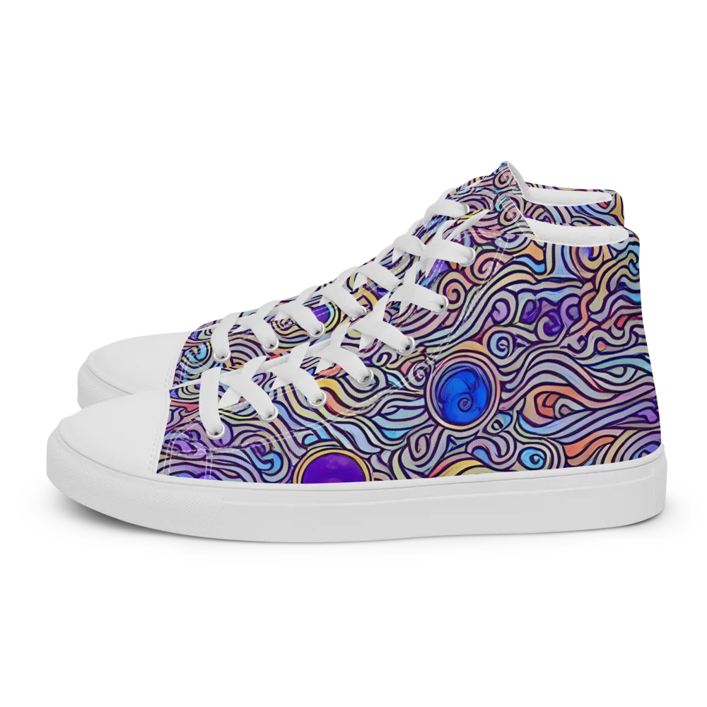 Chromatic Whirlpool on Men's High Top Canvas Shoes — Left