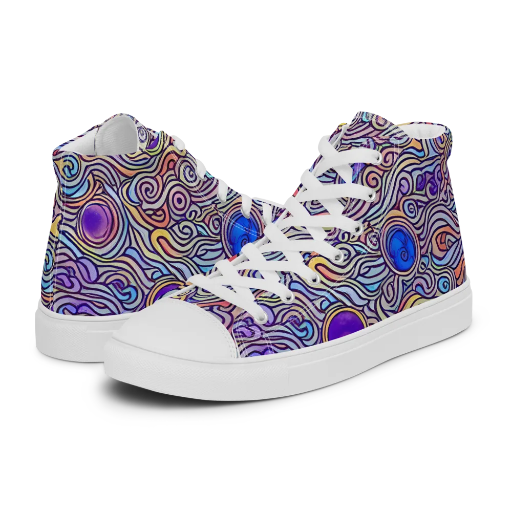 Chromatic Whirlpool on Men's High Top Canvas Shoes — Left