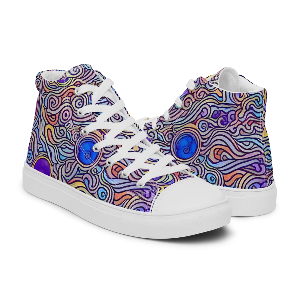 Chromatic Whirlpool on Men's High Top Canvas Shoes — Right