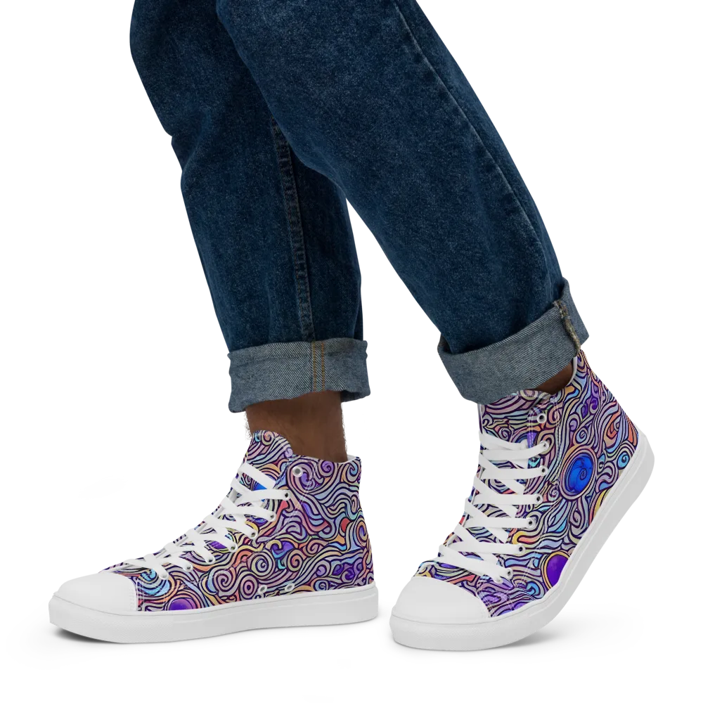 Chromatic Whirlpool on Men's High Top Canvas Shoes — Left