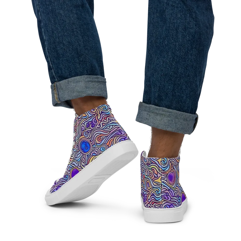 Chromatic Whirlpool on Men's High Top Canvas Shoes — Back
