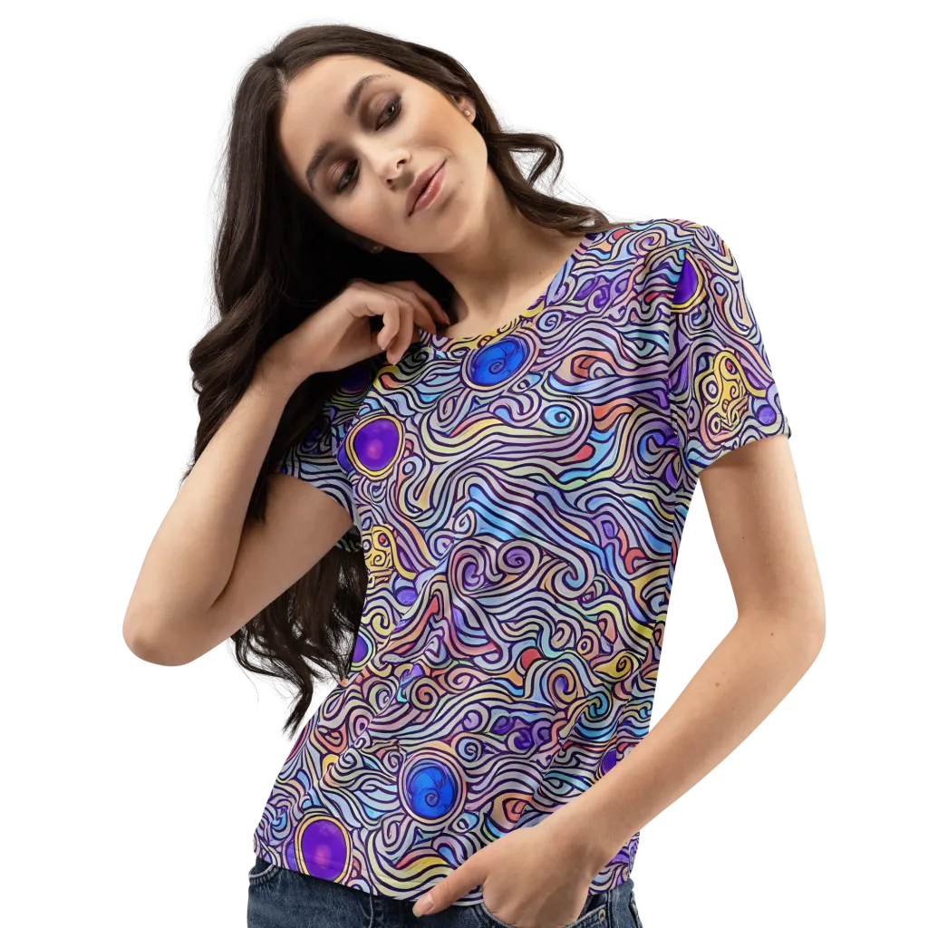 Chromatic Whirlpool on Women's Crew Neck T-Shirt — Left Front