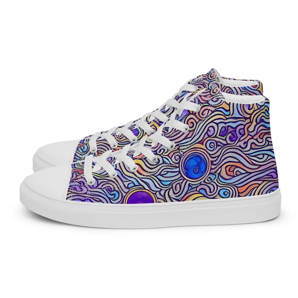 Chromatic Whirlpool on Women's High Top Canvas Shoes — Left