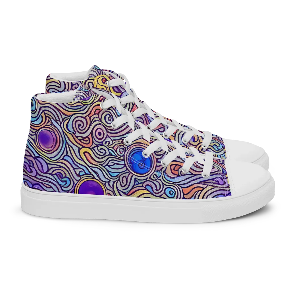 Chromatic Whirlpool on Women's High Top Canvas Shoes — Right