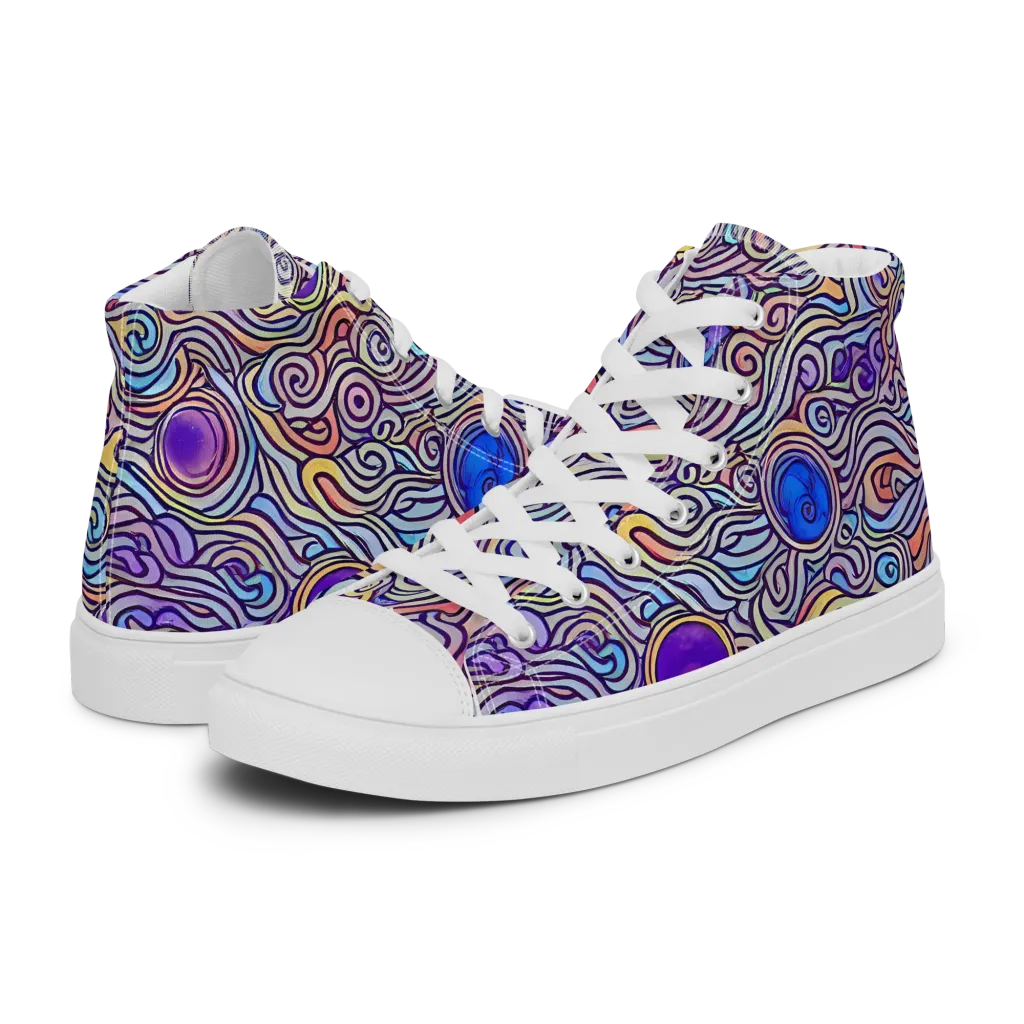 Chromatic Whirlpool on Women's High Top Canvas Shoes — Left