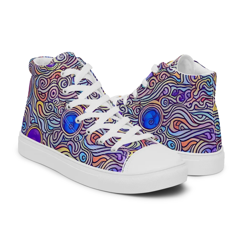 Chromatic Whirlpool on Women's High Top Canvas Shoes — Right