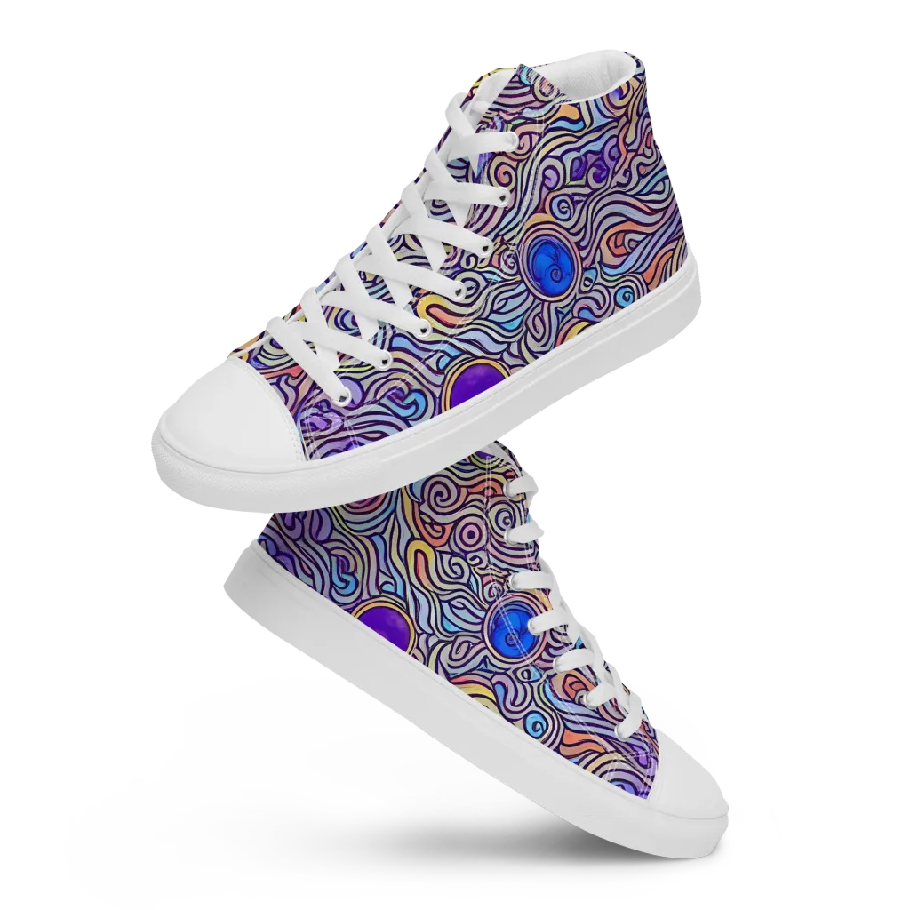 Chromatic Whirlpool on Women's High Top Canvas Shoes — Front
