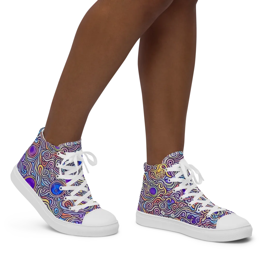 Chromatic Whirlpool on Women's High Top Canvas Shoes — Right