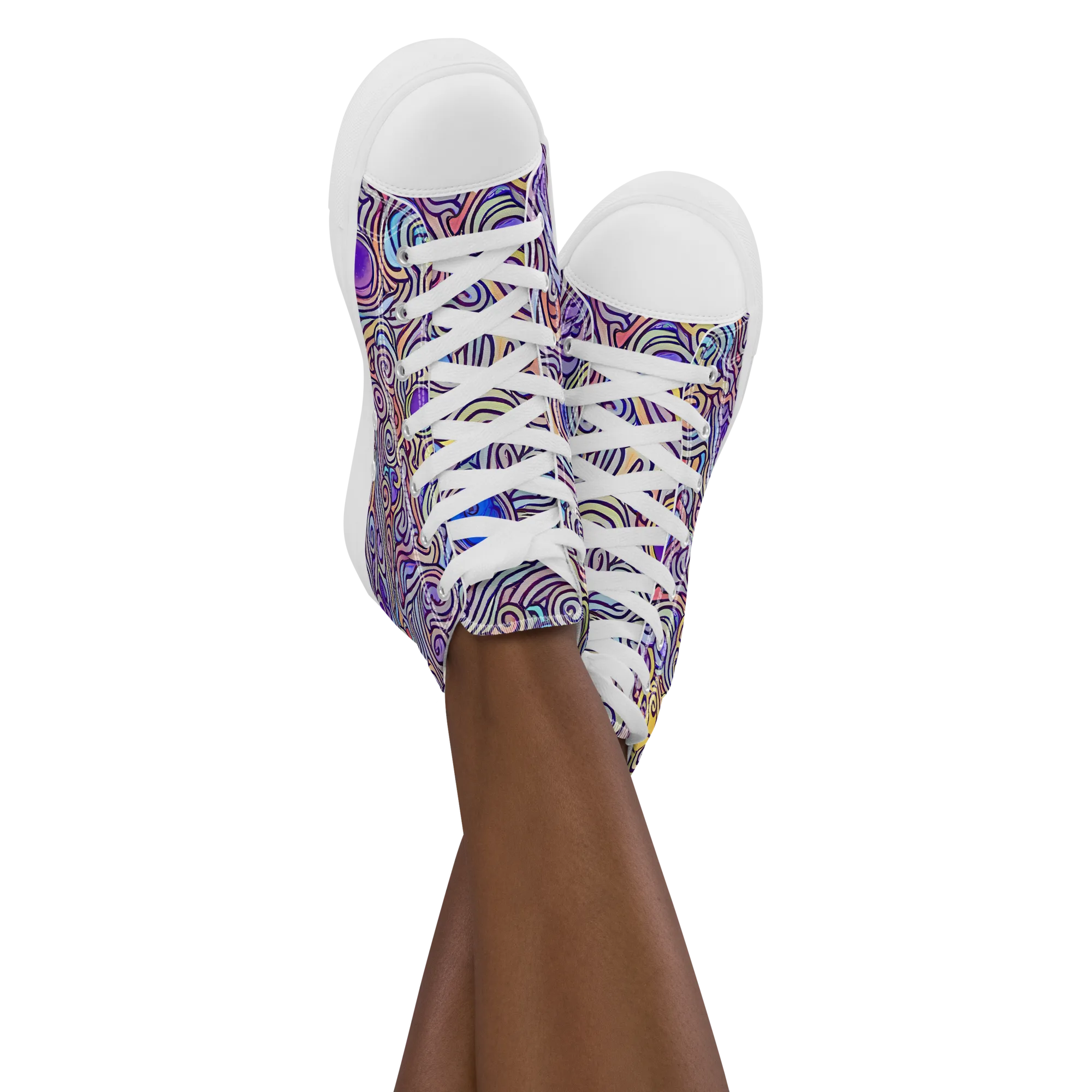 Chromatic Whirlpool on Women's High Top Canvas Shoes — Front