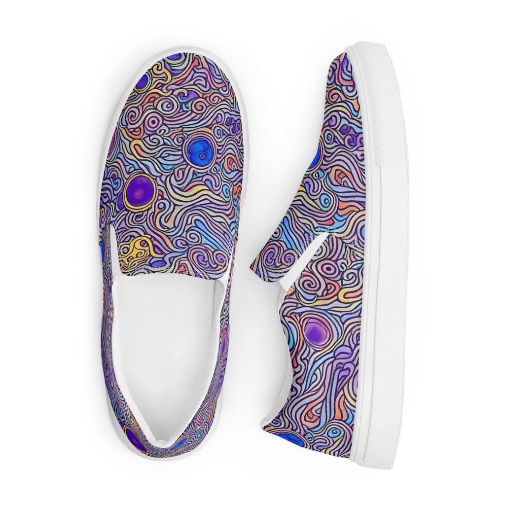 Chromatic Whirlpool on Men's Slip-On Canvas Shoes — Front