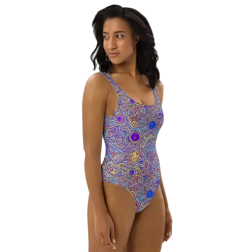 Chromatic Whirlpool on a One-Piece Swimsuit