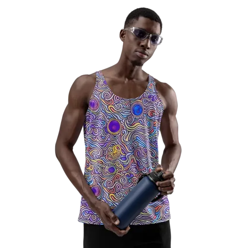 Chromatic Whirlpool on a Men's Tank Top