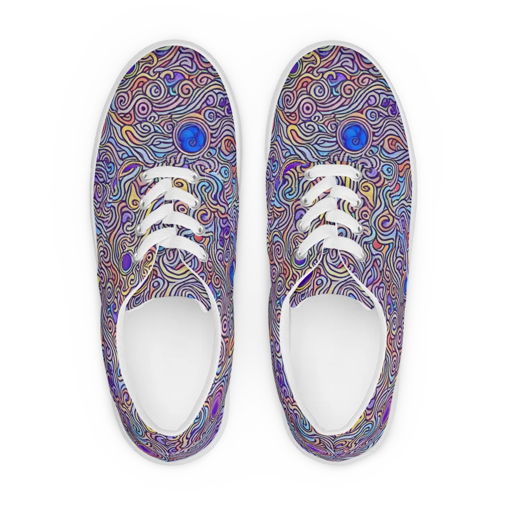 Chromatic Whirlpool on Men's Lace-Up Canvas Shoes — Front