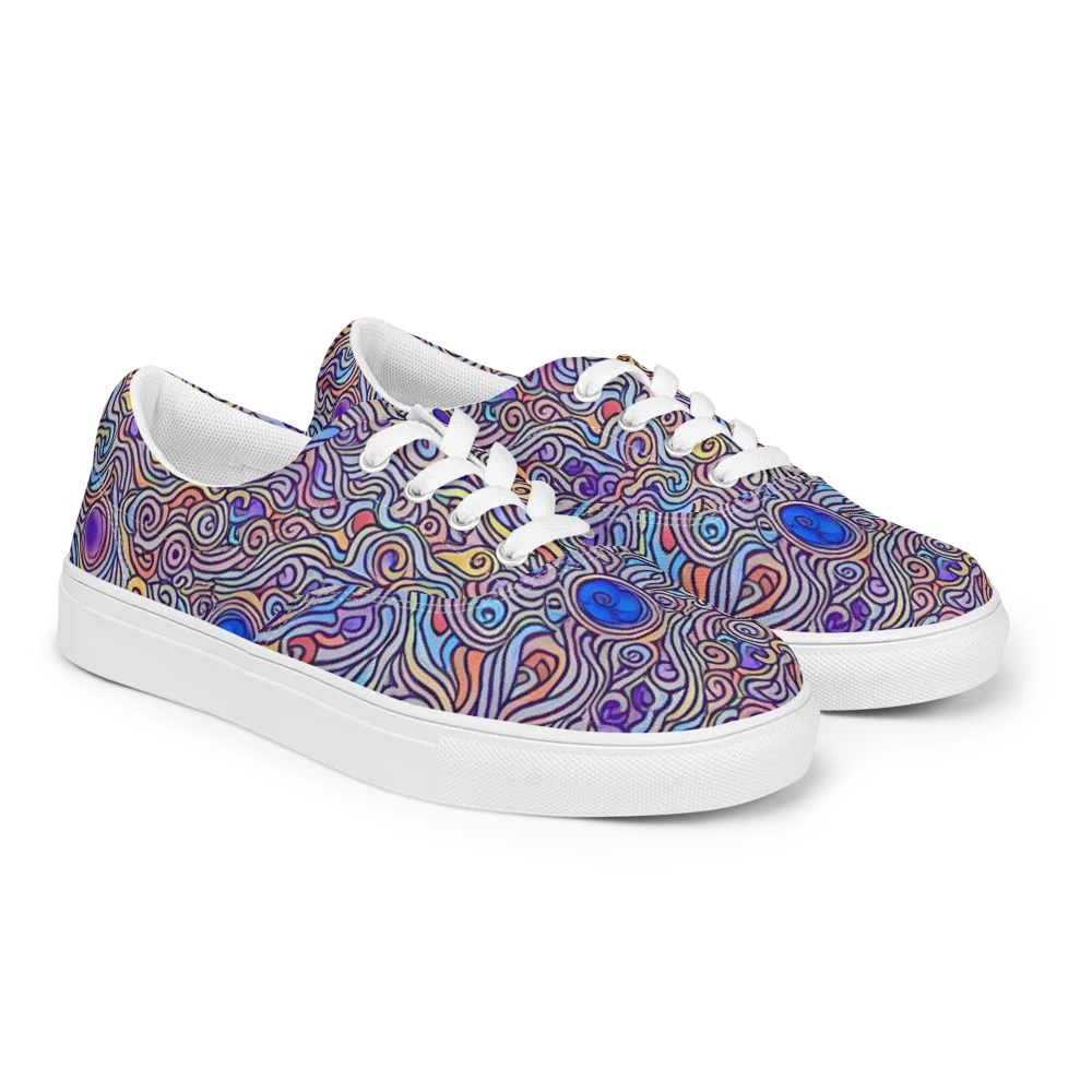 Chromatic Whirlpool on Men's Lace-Up Canvas Shoes — Right Front