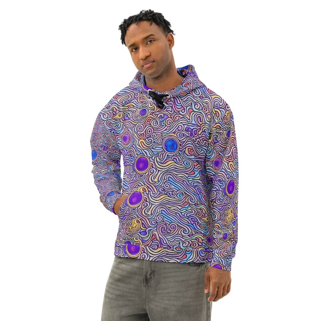Chromatic Whirlpool on Cotton Hoodie — Left Front