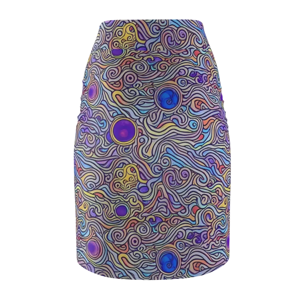 Chromatic Whirlpool on Pencil Skirt — Back