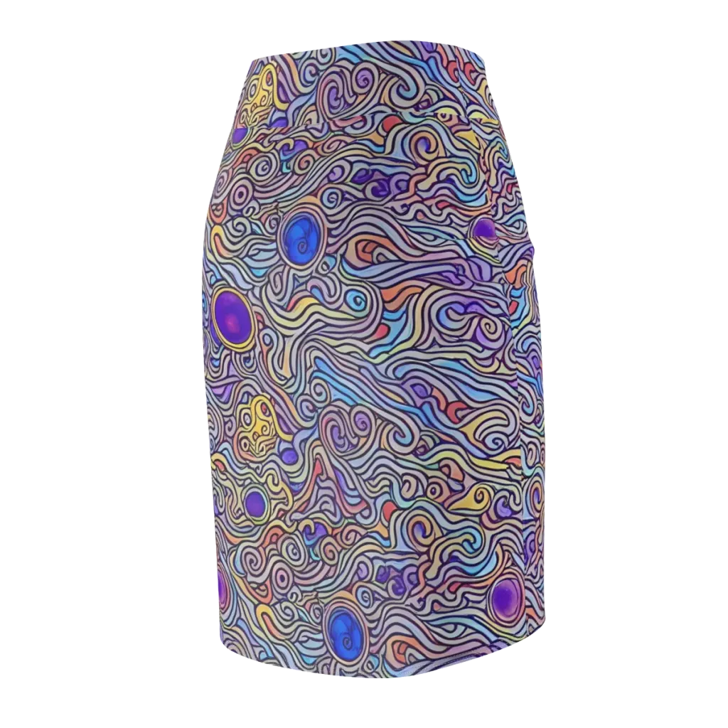 Chromatic Whirlpool on Pencil Skirt — Back Side