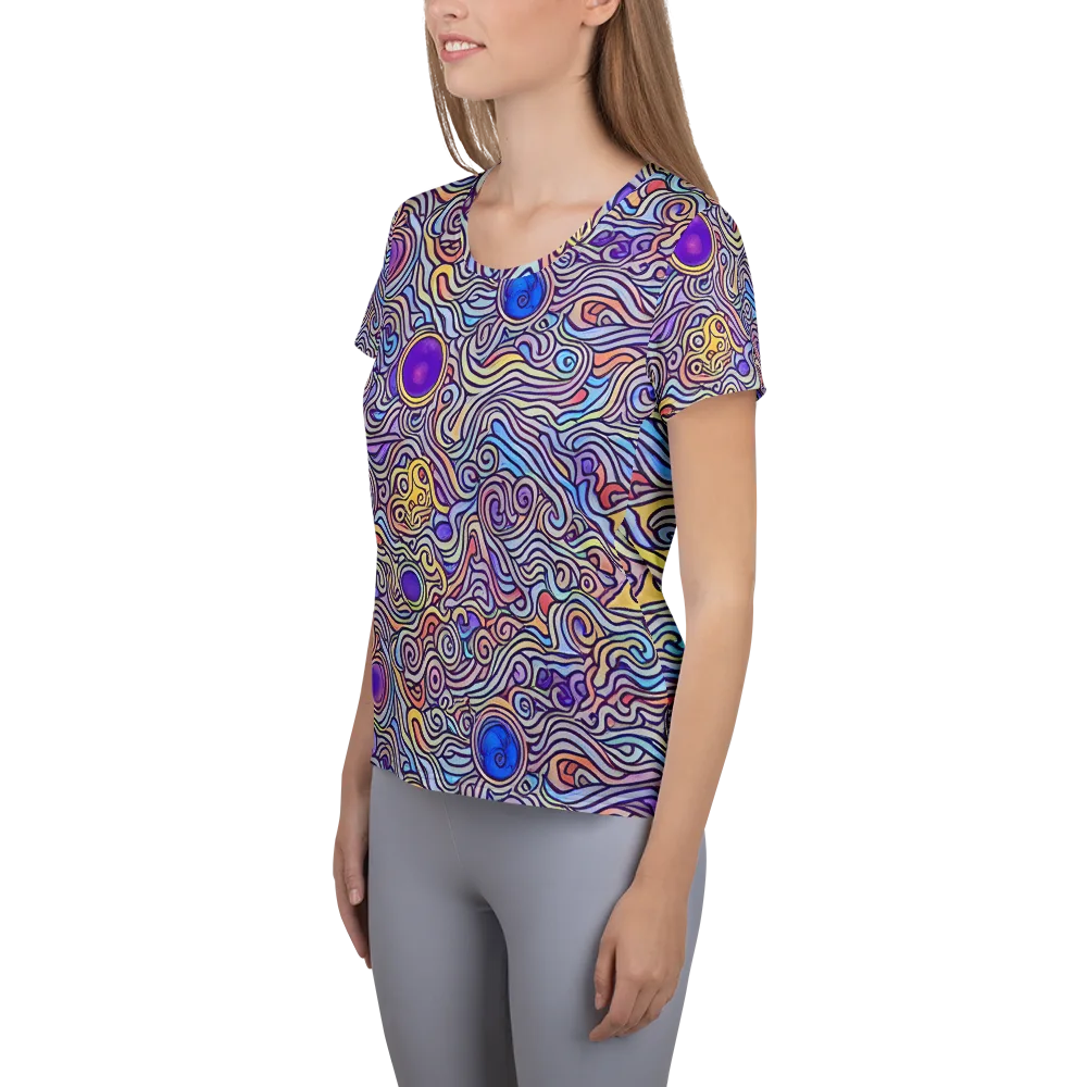 Chromatic Whirlpool on Women's Athletic T-Shirt — Left