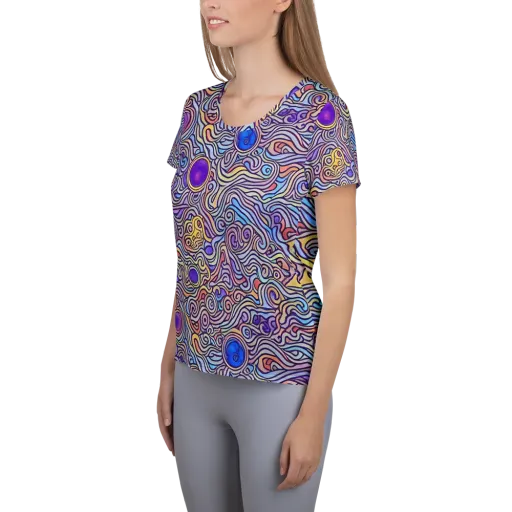 Chromatic Whirlpool on a Women's Athletic T-Shirt