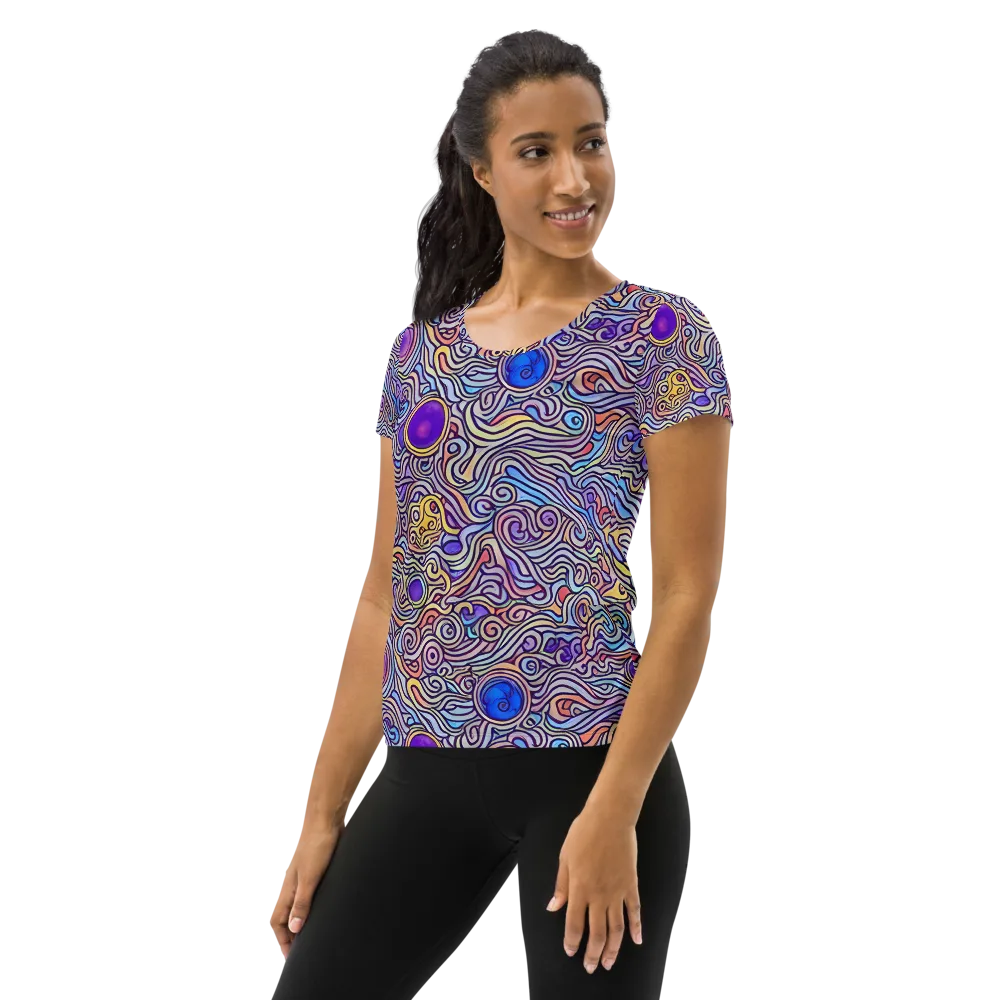Chromatic Whirlpool on Women's Athletic T-Shirt — Left