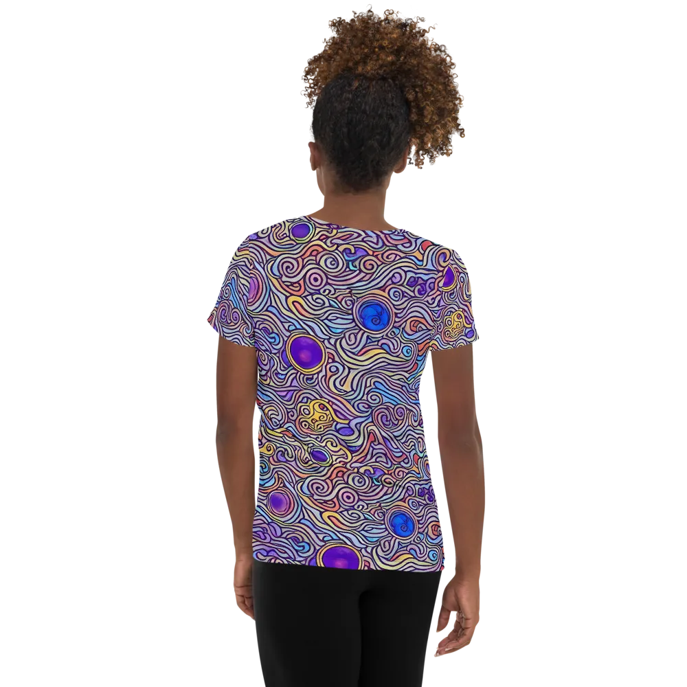 Chromatic Whirlpool on Women's Athletic T-Shirt — Back