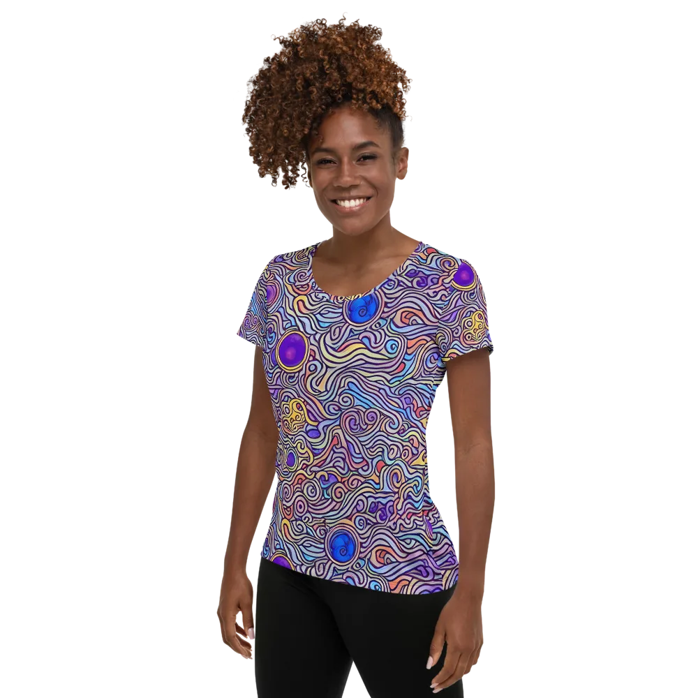 Chromatic Whirlpool on Women's Athletic T-Shirt — Left