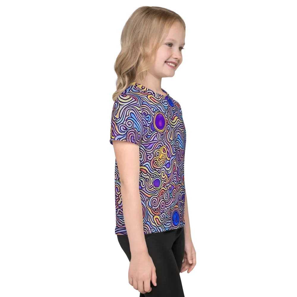 Chromatic Whirlpool on Kids Crew Neck T-Shirt — Right