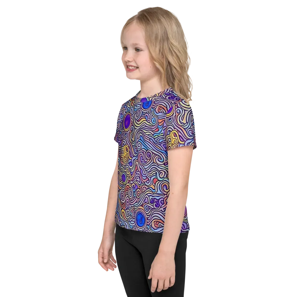 Chromatic Whirlpool on Kids Crew Neck T-Shirt — Left