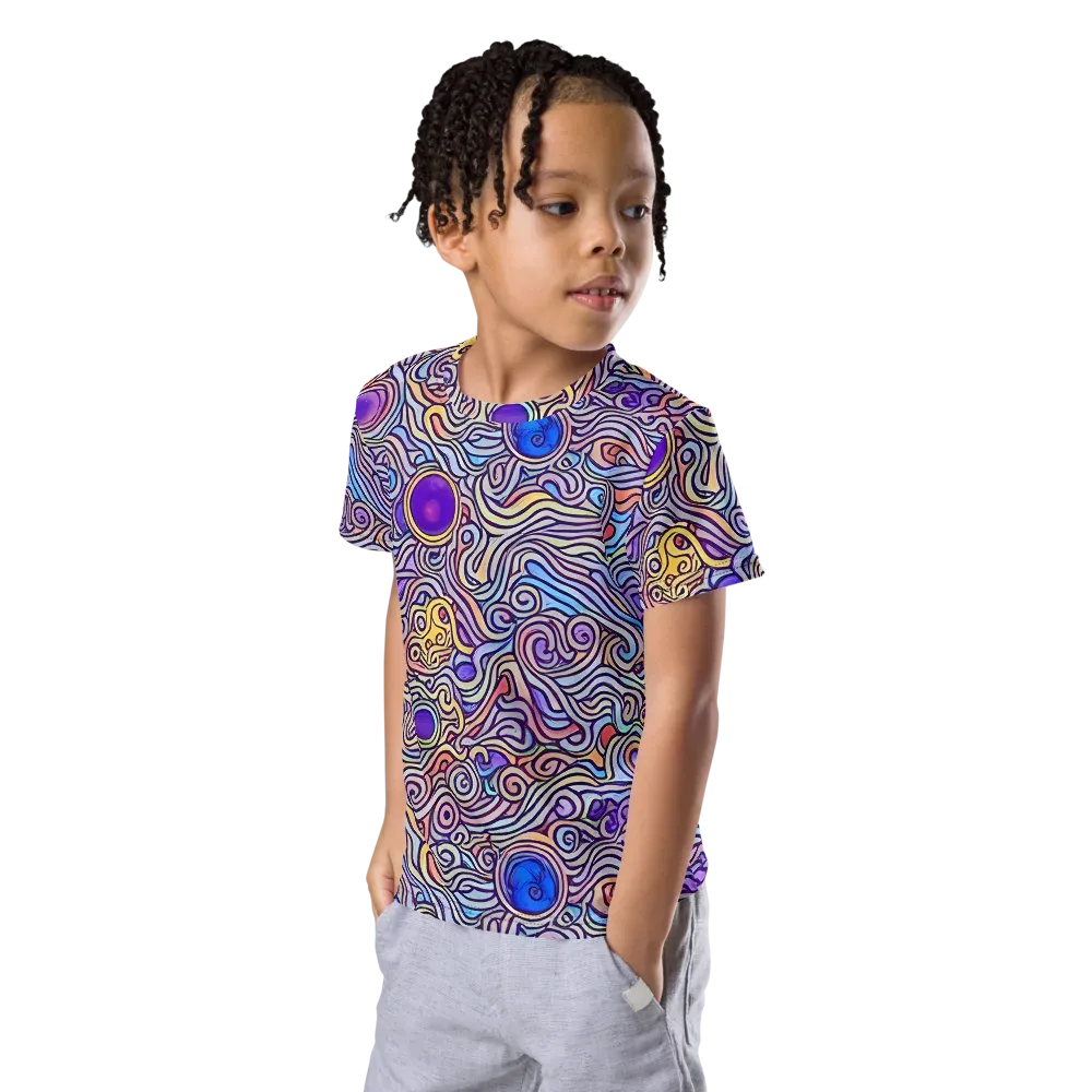 Chromatic Whirlpool on Kids Crew Neck T-Shirt — Left Front