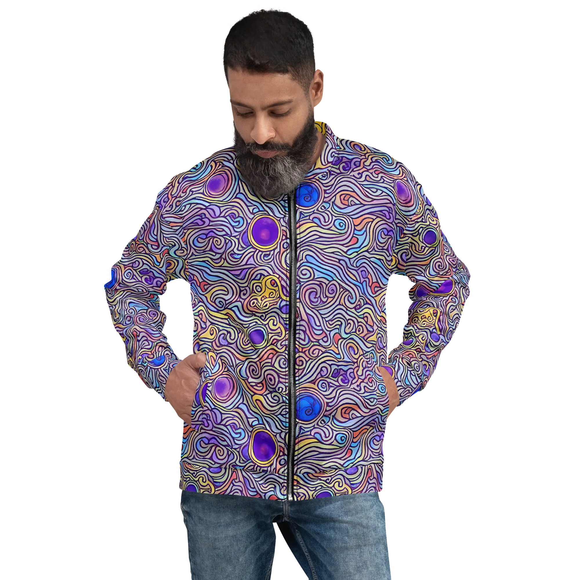 Chromatic Whirlpool on Bomber Jacket — Front