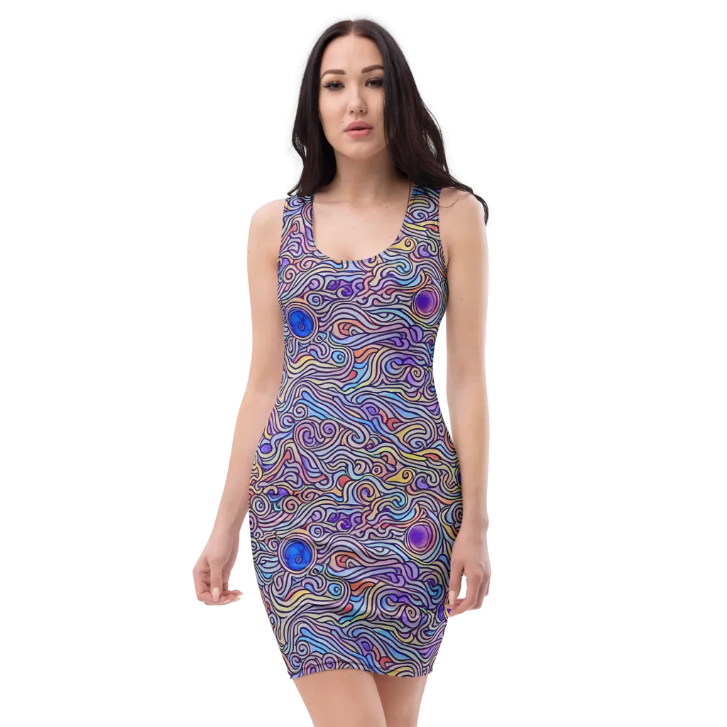 Chromatic Whirlpool on Bodycon Dress — Front