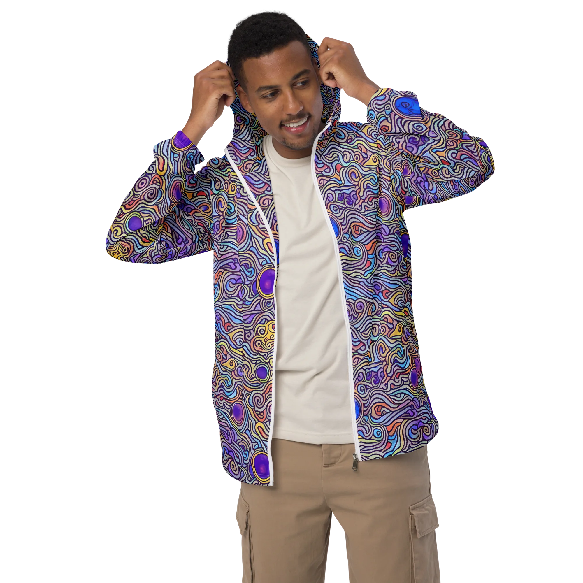 Chromatic Whirlpool on Men's Windbreaker — Front