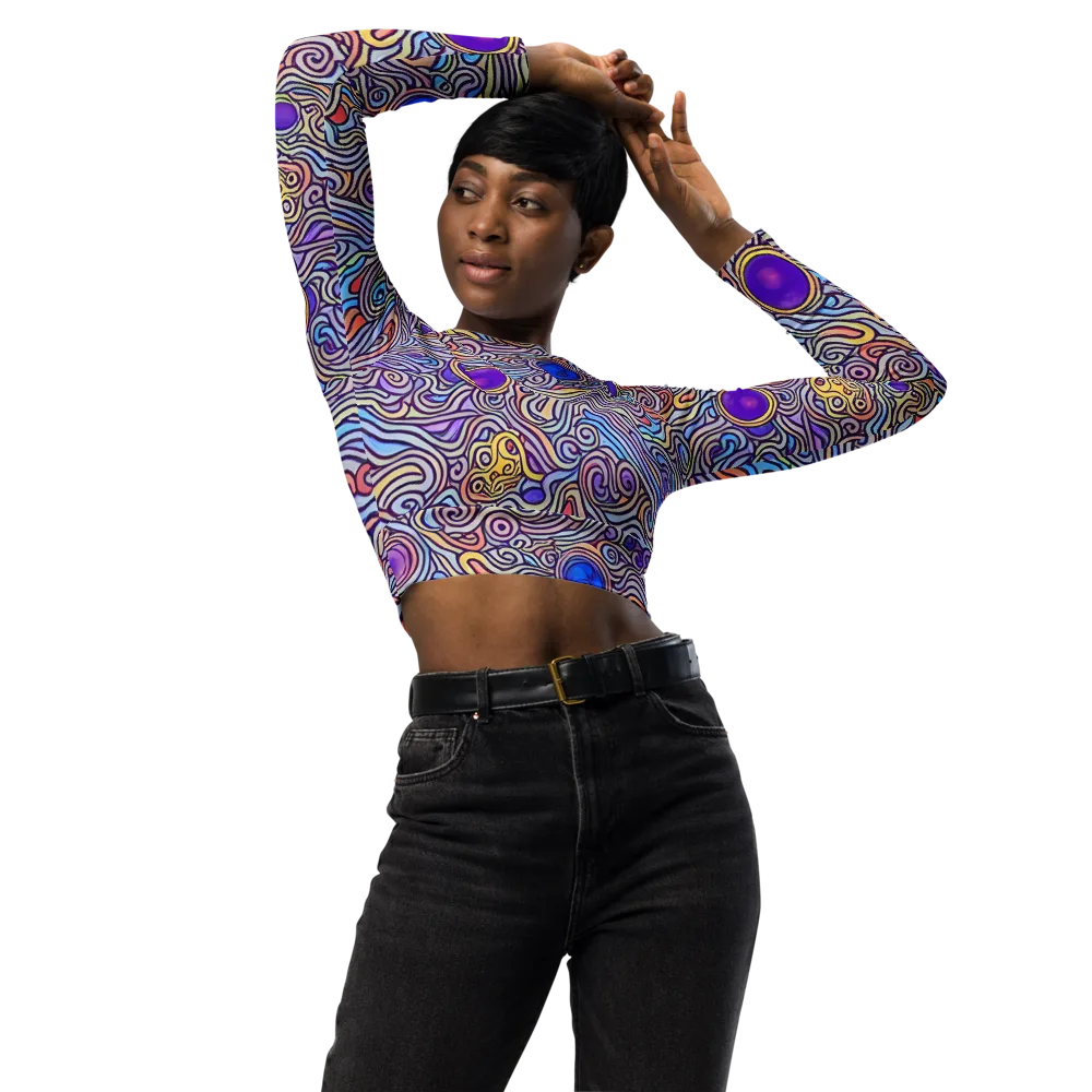 Chromatic Whirlpool on Long Sleeve Crop Top — Front
