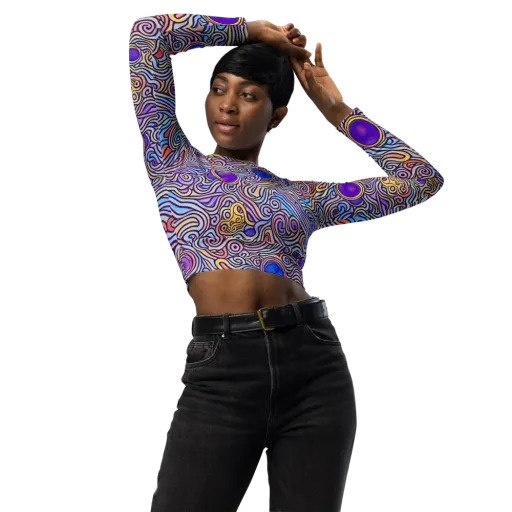 Chromatic Whirlpool on a Long Sleeve Crop Top