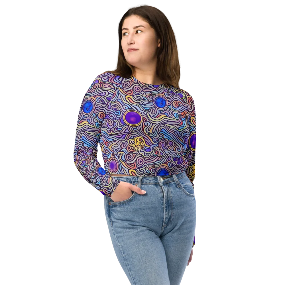 Chromatic Whirlpool on Long Sleeve Crop Top — Front